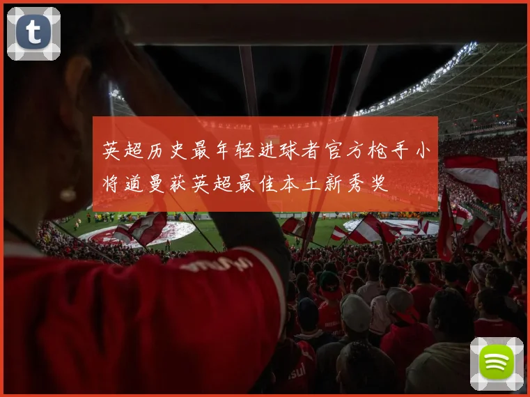 英超历史最年轻进球者官方枪手小将道曼获英超最佳本土新秀奖